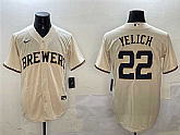 Men's Milwaukee Brewers #22 Christian Yelich Cream Cool Base Stitched Jersey,baseball caps,new era cap wholesale,wholesale hats